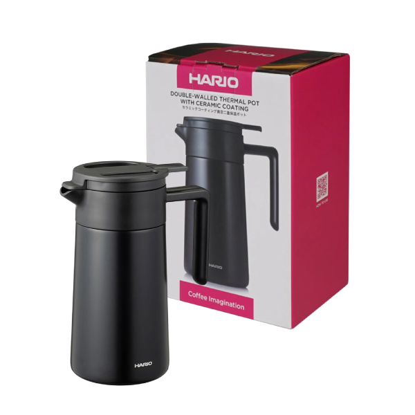 Hario Thermal Server Ceramic Coating CHP-600-W 600ml: Black/White exterior with matte finish