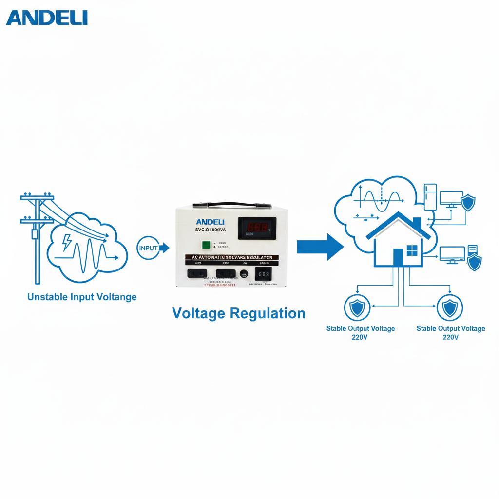 Andeli AC Voltage Stabilizer SVC 1000 VA 1 KW Single (1) Phase 220V