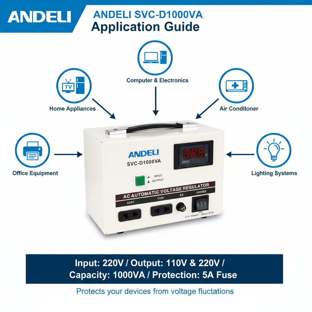 Andeli Voltage Stabilizer SVC 1000 VA 1 KW Single (1) Phase 220V Digital