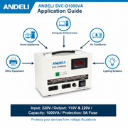 Andeli Voltage Stabilizer SVC 1000 VA 1 KW Single (1) Phase 220V Digital