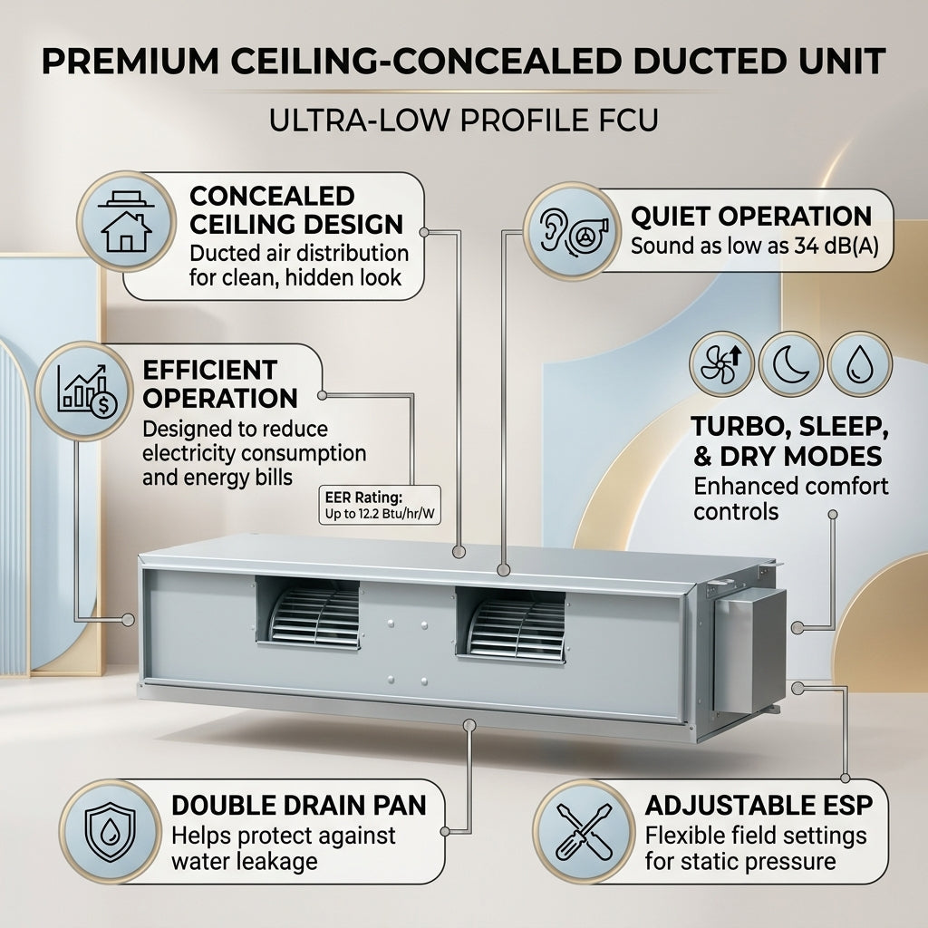 Daikin Ducted Split Air Conditioner 1.5 Ton | 5.3 kW | 2.0 HP | 18,000 Btu/h FDMRN20AV1KU / RR20AV1KU