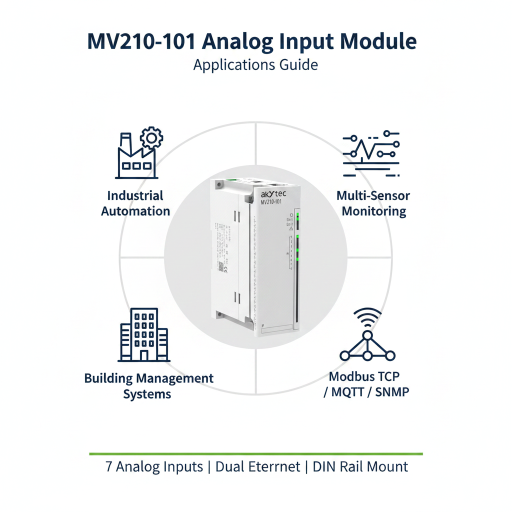 Akytec MV210-101, MV210-202, MV210-204, MV210-212 Analog Input Modules (AI, Modbus TCP, Ethernet)