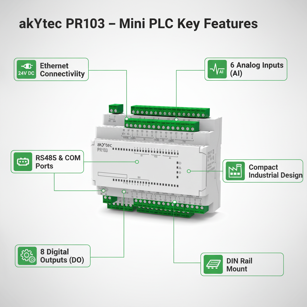 Akytec Ethernet Enabled Mini PLC PR103