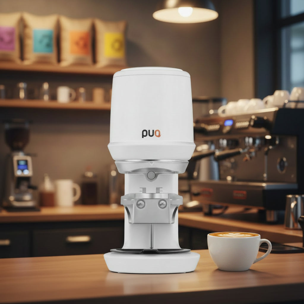 PuqPress - PRO Precision Automatic Tamper - White 58.3mm, UK Plug