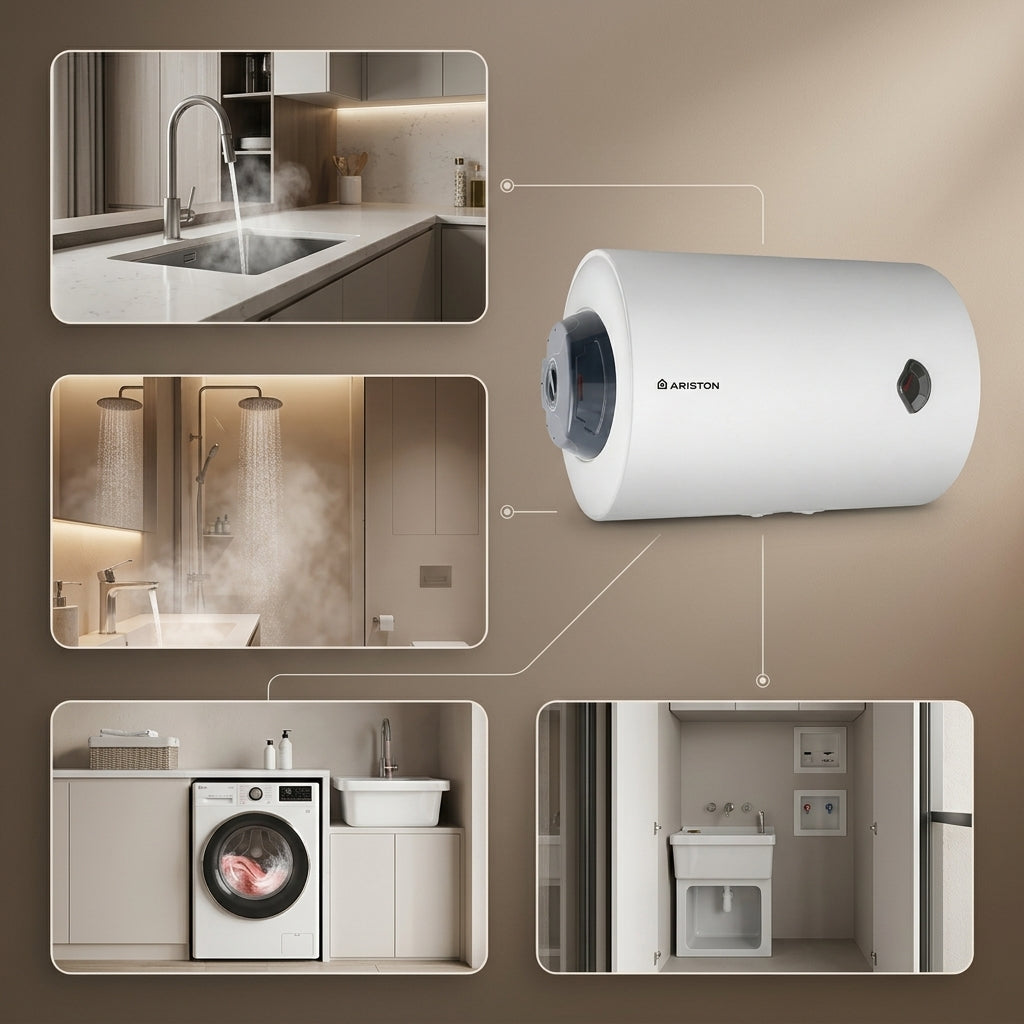 Ariston Electric Water Heater Horizontal BLU R, 50 L - White