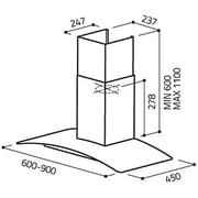 Baumatic BMECH9WGLSS-2 90CM Curved Glass Wall Mounted Hood