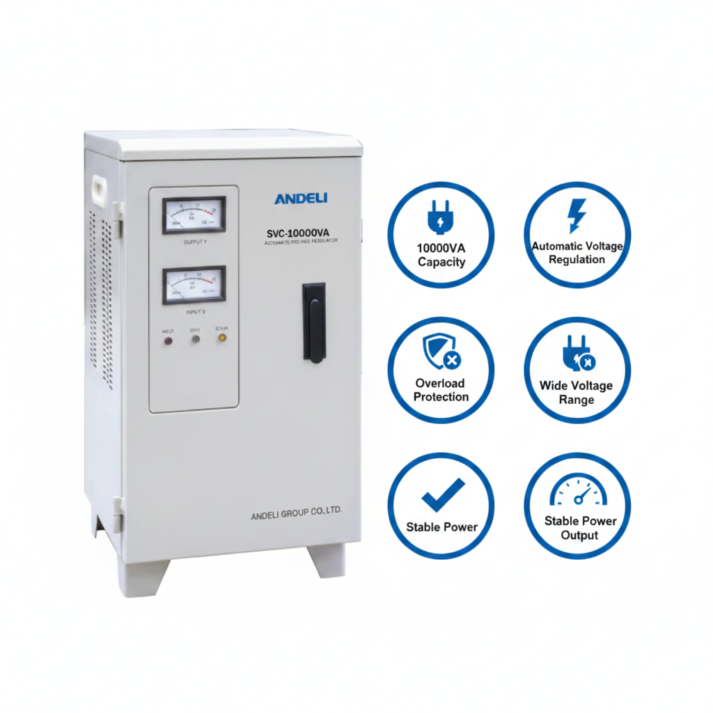 Andeli Voltage Stabilizer SVC 10000 VA 10 KW Single (1) Phase 110V Stand