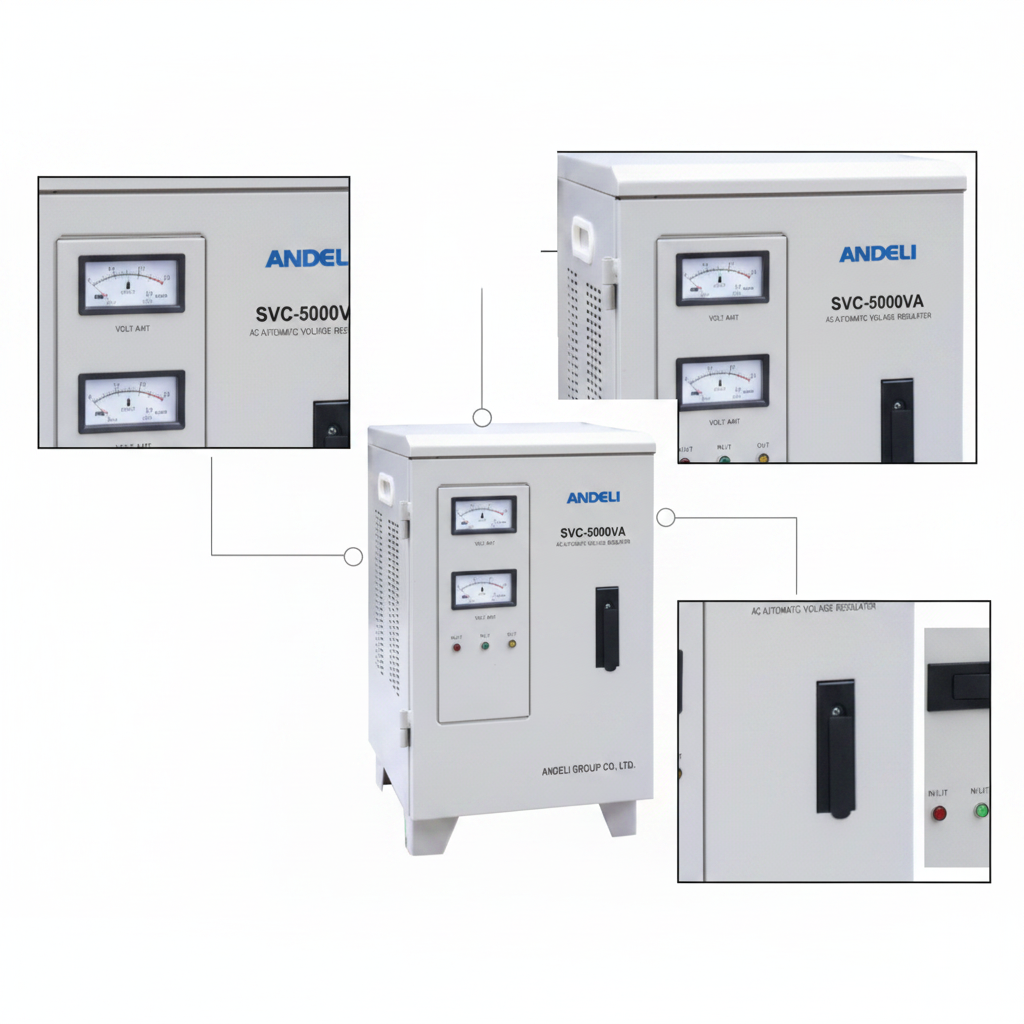 Andeli Voltage Stabilizer SVC 5000 VA 5 KW Single (1) Phase 110V Stand