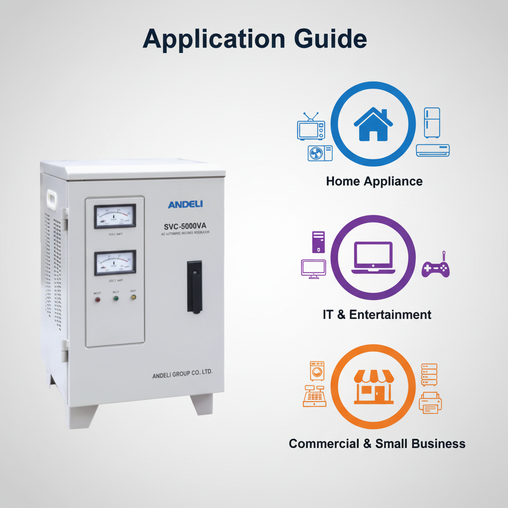 Andeli Voltage Stabilizer SVC 5000 VA 5 KW Single (1) Phase 220V Stand