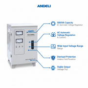 Andeli Voltage Stabilizer SVC 5000 VA 5 KW Single (1) Phase 220V Stand