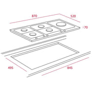 TEKA EW 90 5G AI AL TR CI Gas hob with 5 cooking zones and triple ring burner in 90 cm of butane gas