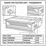 Daikin Ducted Splits for VRV Systems 2.0 Ton 7.0 kW 2.6 HP 24,000 Btu/h FXDQ63NDVM