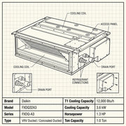 Daikin Ducted Splits for VRV Systems 1.0 Ton 3.6 kW 1.3 HP 12,000 Btu/h FXDQ32A3