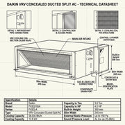 Daikin Ducted Splits for VRV Systems 3.0 Ton 10.6 kW 4.0 HP 36,000 Btu/h FXSQ100A