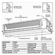 Daikin Ducted Splits for VRV Systems 0.6 Ton 2.2 kW 0.8 HP 7,500 Btu/h FXSQ20A