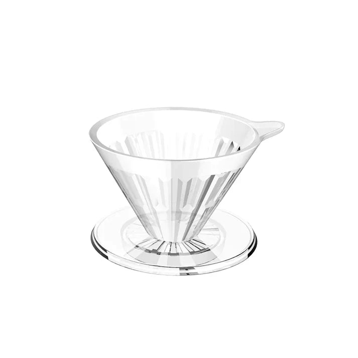 Timemore Crystal Eye coffee dripper, size 01, featuring a clear glass body and a black PCT resin holder.