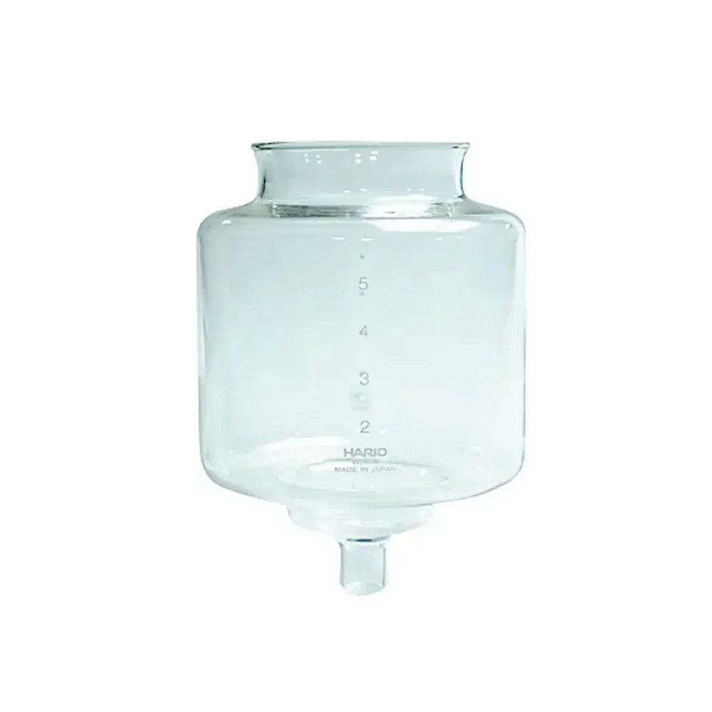 Replacement Hario cold dripper glass bowl made of high-quality heat-resistant glass for slow-drip coffee systems.