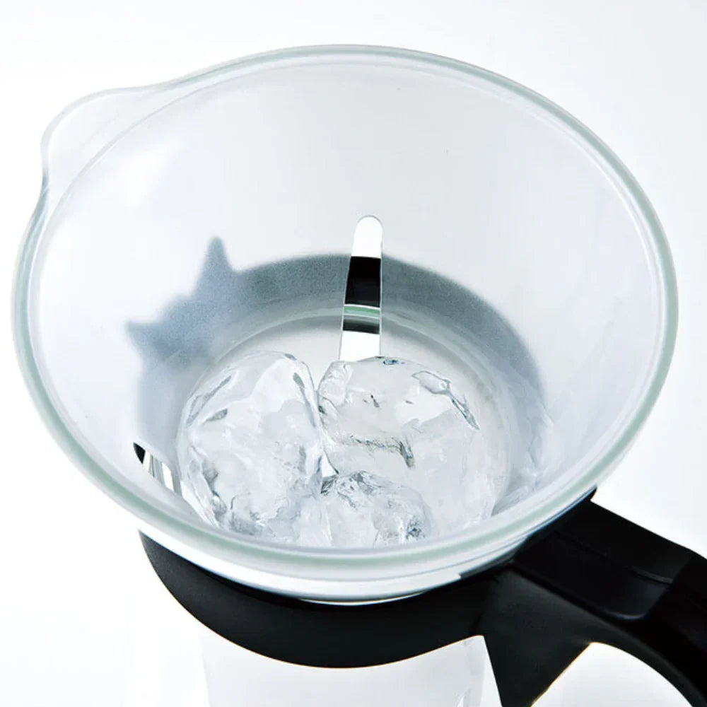 Hario V60 glass iced coffee maker with a 700ml capacity, featuring a clear glass carafe